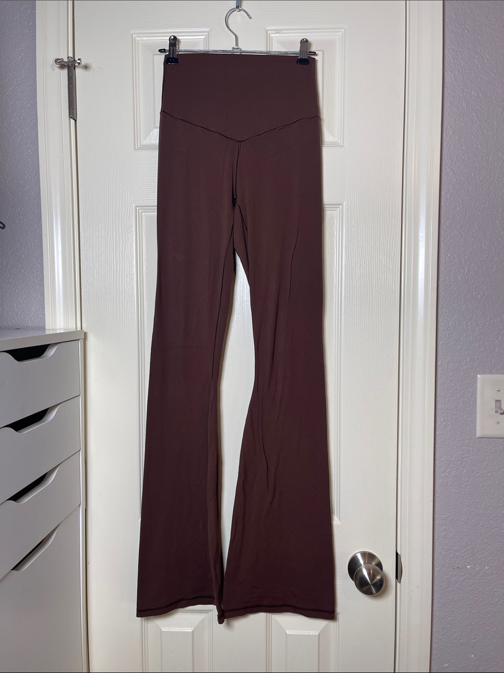 aerie High-Rise Flare Leggings in Dark Brown